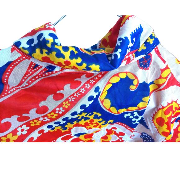 Vintage Rhoda Lee Psychedelic Paisley Nylon Long Sleeve Blouse Top Size 14 - Picture 5 of 6